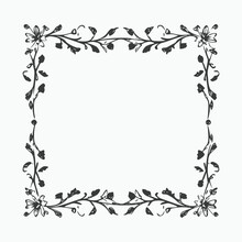 Vector Square Frame Vintage. Floral Design Elements For Monograms, Invitations, Frames, Menus, Labels, And Websites. Graphic Elements For Café And Retail Catalogs And Brochures