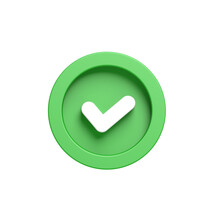 Green Check Mark. Isolated. Tick Symbol. Circle. 3d Illustration.