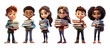 © Voysla - Cartoon Children Holding Books in Hands Set