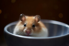 A Hamster Sleeping In A Food Bowl