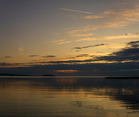 Wall Mural - natural landscape, white night over the wide northern lake