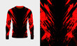 Long sleeve jersey red black grunge texture for extreme sport, gym, racing, cycling, motocross, enduro. Vector backdrop