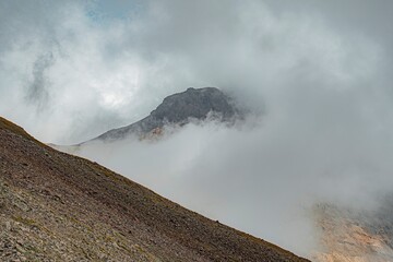 clouds over the mountain peak