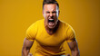 © Studio Nova - An angry man screams against a yellow background