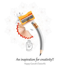 Concept of Ganesh Chaturthi Festival. Lord Ganesha warship design. God ganesha festival illustration with pencil.