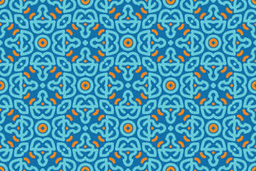 Fabric seamless pattern with blue and orange color