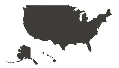 Wall Mural - United States of America map. USA map. Flat black and white vector illustration. American map for poster, banner, t-shirt. Design USA cartography map.