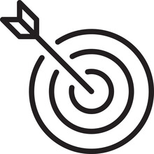 Arrow In Target Icon. Strategy Symbol Success. Vector Illustration.
