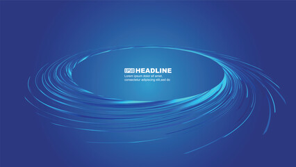 Wall Mural - blue luminous spiral coil on blue background