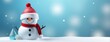 © megavectors - Happy winter snowman in a hat. Horizontal Christmas banner, web poster, header cap for website. Merry Christmas and Happy New Year. Festive bright beautiful background. generative ai
