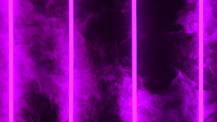 Wall Mural - Colored neon light with smoke