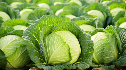 Wall Mural - Ripe cabbage in the field