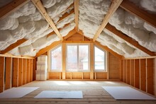 Insulating A New Home: Mineral Wool & Foam Plastic Installed In Attic For Energy-Efficient Roof Construction