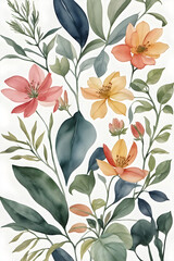 Wall Mural - watercolor botanical painting minimal design