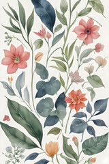 Wall Mural - watercolor botanical painting minimal design