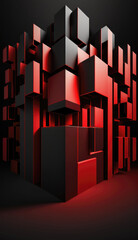 Wall Mural - Red cube background material, AI generated.