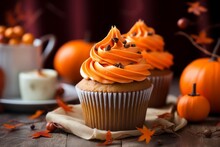 Cake Homemade For Halloween. Festive Food Concept. Background
