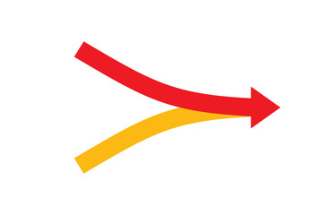 Canvas Print - Two arrows merging icon. Clipart image isolated on white background