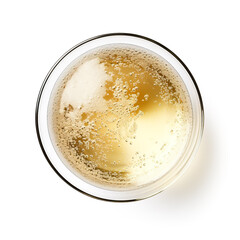 Wall Mural - Glass of prosecco top view isolated on a white background 