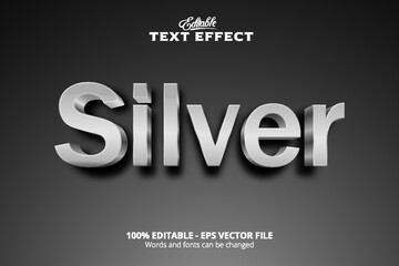 Wall Mural - Editable text effect, Silver text effect