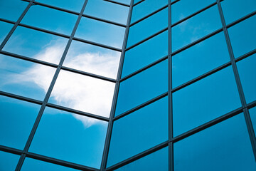 Wall Mural - architecture - skyscraper closeup of windows with reflection and blue sky