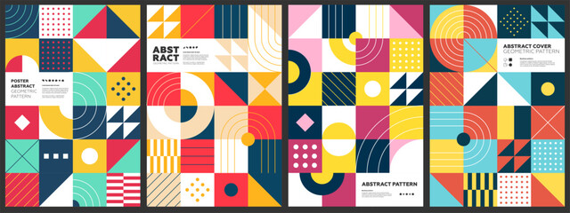 abstract geometric bauhaus artwork. simple brutalism shapes collage poster. memphis pattern backgrou