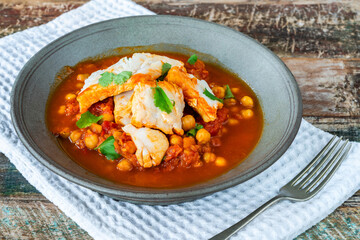 Wall Mural - Moroccan fish stew with chickpeas