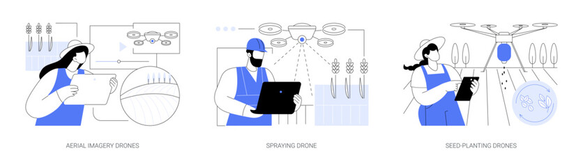 agricultural drones isolated cartoon vector illustrations se