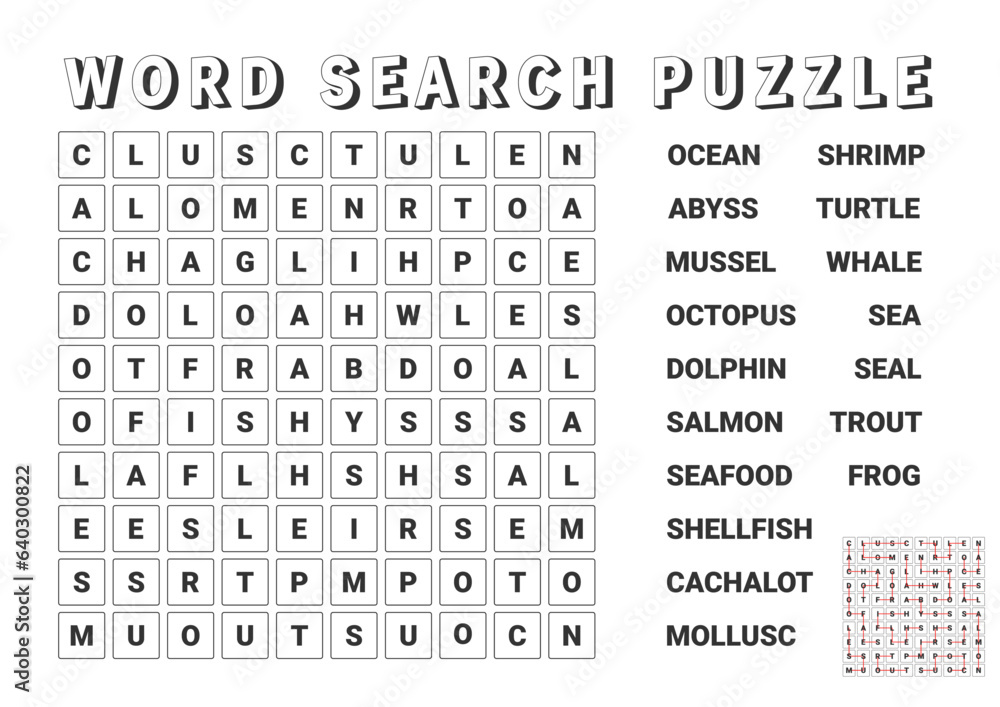เวกเตอร์ Stock Vector illustration Word search puzzle Crossword เวกเตอร์ Stock Vector illustration Word search puzzle Crossword