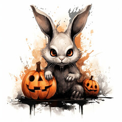 halloween pumpkin with rabbit