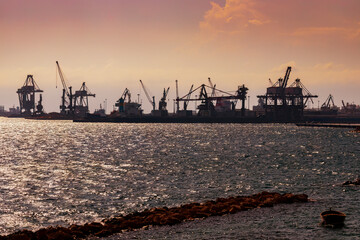 Wall Mural - Port and industrial zone in Taranto, Apulia, Italy