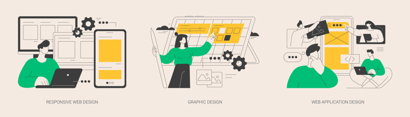 Graphic designer service abstract concept vector illustrations.