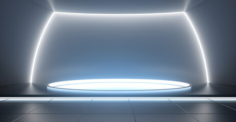 Wall Mural - Beautiful modern futuristic podium with integrated lighting for product presentation