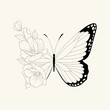 © Studio Louisa - Flower floral butterfly line drawing