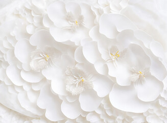 Wall Mural - elegant floral background with beautiful white flower pattern, luxury marble texture. floral rose ve