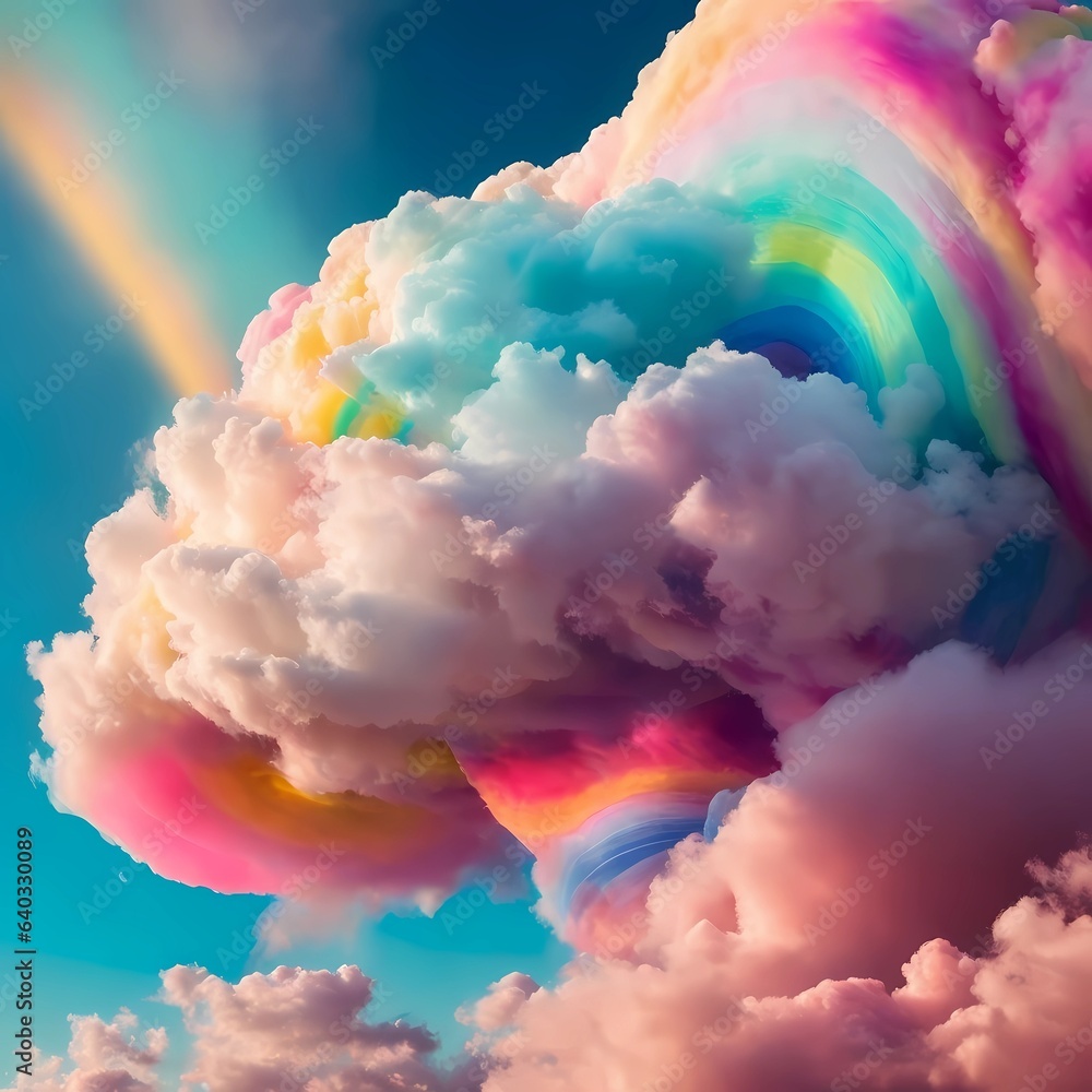 Rainbow cotton candy clouds Stock Photo | Adobe Stock