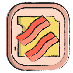 Sticker - Hand drawn Bacon toast icon