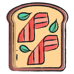 Sticker - Hand drawn Jamón toast icon