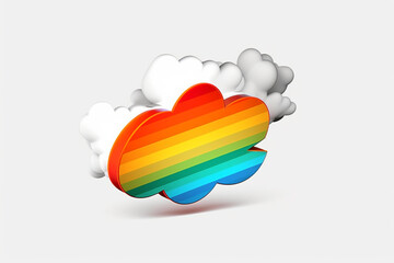 Poster - A line art representation of a cloud server download icon, created with simple and elegant strokes. Generative AI technology.