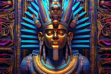 Poster - Temple Guardian: An awe-inspiring image of an abstract Egyptian God acting as a guardian of the temple. Generative AI technology.