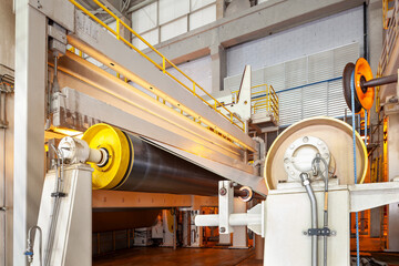 The machinery in a paper mill plant.