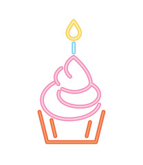 Wall Mural - neon cupcake icon