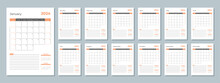 2024 Calendar Template. Corporate And Business Planner Diary. The Week Starts On Sunday. Set Of 12 Months 2024 Pages.