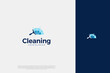 Professional Modern logo cleaning company design window cleaning service with sparkles. Vector illustration concept