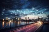 Fototapeta Londyn - London UK concept of future technology 5G network. Generated AI