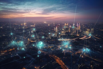London UK concept of future technology 5G network. Generated AI