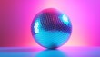 canvas print picture - Dance party background. Disco ball in neon lights on dance floor