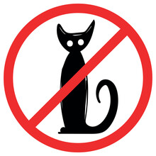 Halloween Cat. Prohibition Of Cat. Forbidden Cat. The Crossed Cat. Stop Halloween. Vector Illustration. Template For Banner, Poster, Flyer, Greeting Card.