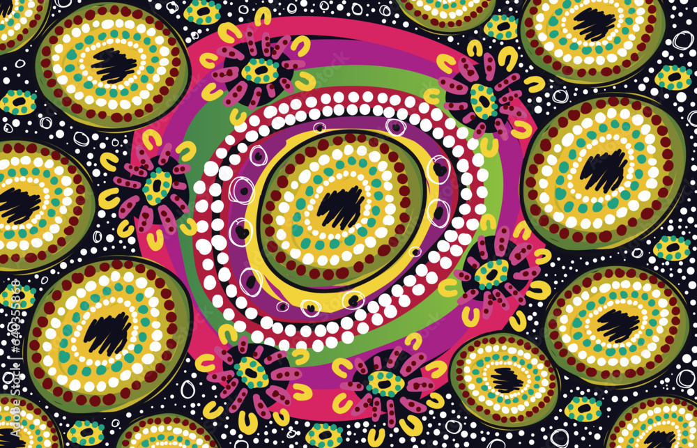 Aboriginal art dots enhance a vector background with decoration Stock ...