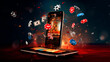 © YM Creative Studio - online casinos, big gambling in your smartphone. illustration of gambling mobile apps, Generative AI